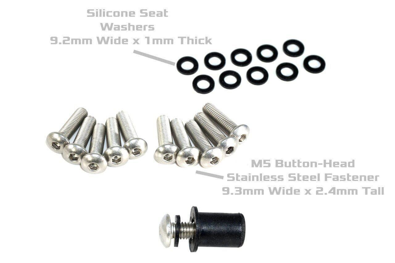 ZSPEC Button-Head Body Kit Fasteners, M5x20mm, Stainless, Per Each w/Well Nuts - Howling Moto