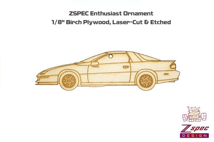 ZSPEC Laser-Engraved Wood Ornament, Style: Camaro Z28, Birch, ~5" - Howling Moto
