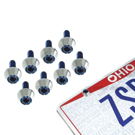 ZSPEC License Plate Bolts, SHSC M6x20 w/Washers, Grade-5 Titanium, 8-Pack - Howling Moto