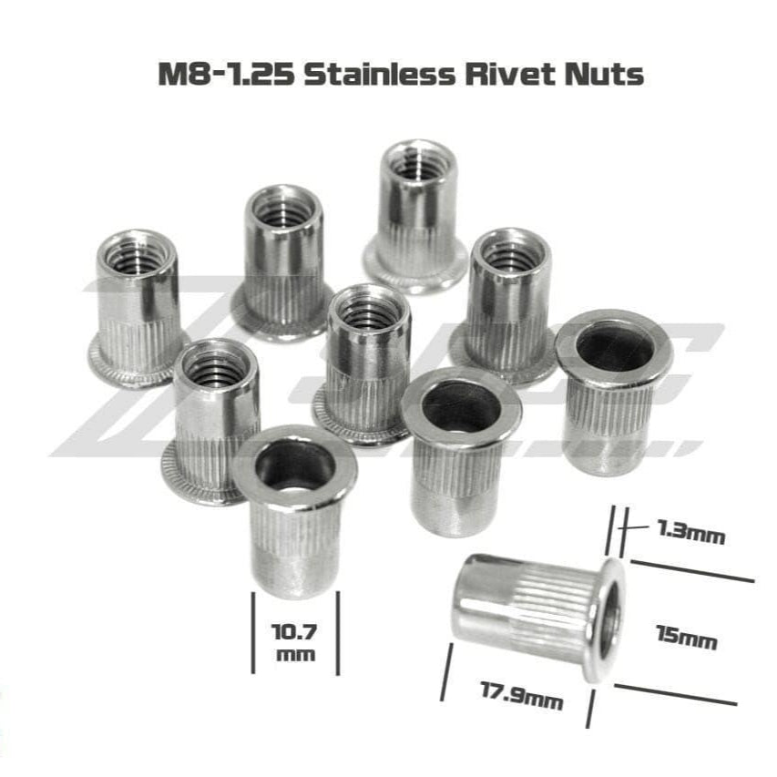 ZSPEC M8-1.25 Rivet Nuts, SUS304 Stainless Steel, 10-Pack - Howling Moto