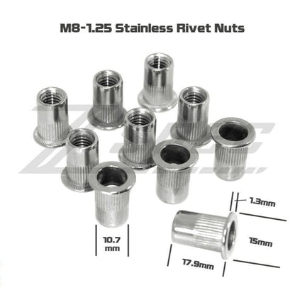 ZSPEC M8-1.25 Rivet Nuts, SUS304 Stainless Steel, 10-Pack - Howling Moto