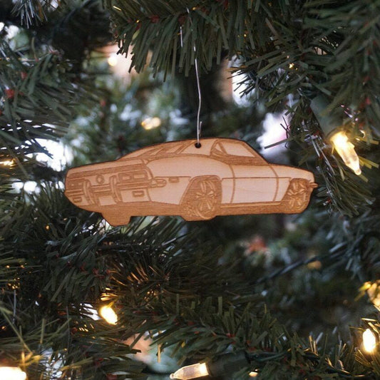 ZSPEC Laser-Engraved Birch Ornament, Style: Late '60's Camaro, ~5-inch Wide - Howling Moto