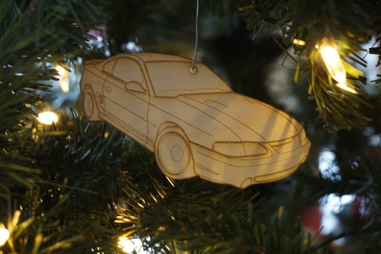 ZSPEC Laser-Engraved Birch Ornament, Style: Ford Mustang SN95, ~5-inch Wide - Howling Moto