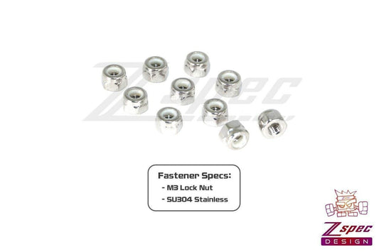 ZSPEC M3-0.5 Nylon Lock Nuts, Stainless SUS304, 10-Pack - Howling Moto