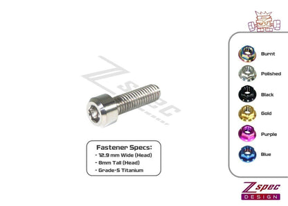 ZSPEC M8-1.25x25mm Socket-Cap SHSC Fastener/Bolt, Titanium Grade-5, Per Each - Howling Moto