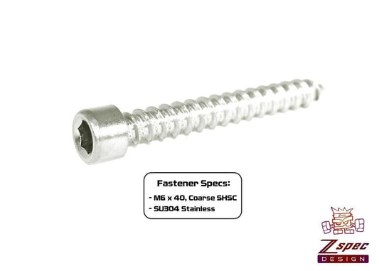 ZSPEC M6x40mm Coarse Socket-Cap SHSC Fasteners, Stainless, 10-Pack - Howling Moto