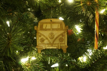 ZSPEC Laser-Engraved Birch Ornament, Style: VW Vintage Bus, ~5-inch Wide - Howling Moto