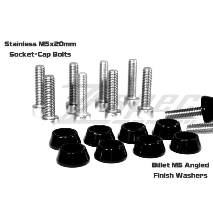 ZSPEC SHSC M5x20mm Bolts w/Angled Finish Washers, Stainless & Billet, Sold as 10-Pack - Howling Moto