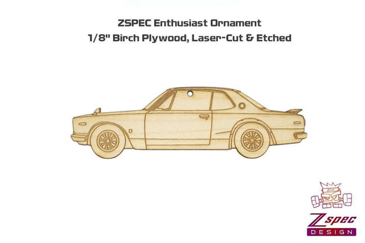 ZSPEC Laser-Engraved Wood Ornament, Style: Nissan KPGC10 GTR Hakosuka, Birch - Howling Moto