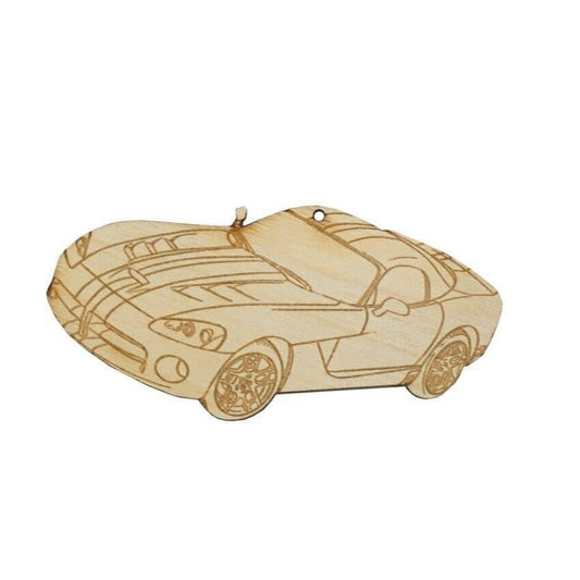 ZSPEC Laser-Engraved Ornament, Style: Dodge Viper, Birch, ~5-inch Wide - Howling Moto