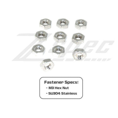 ZSPEC M3-0.5 Hex Nuts, Stainless SUS304, 10-Pack - Howling Moto