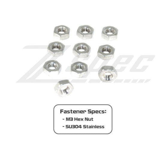ZSPEC M3-0.5 Hex Nuts, Stainless SUS304, 10-Pack - Howling Moto