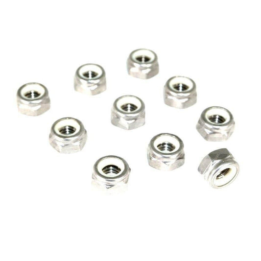 ZSPEC M6-1.0 Nylon Lock Nuts, Stainless SUS304, 10-Pack - Howling Moto