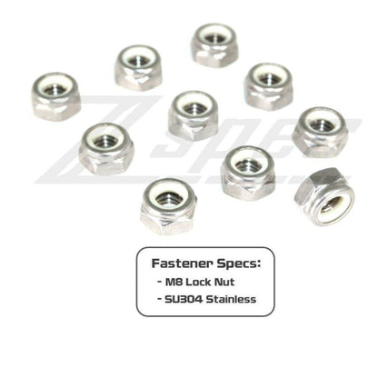 ZSPEC M8-1.25 Nylon Lock Nuts, Stainless SUS304, 10-Pack - Howling Moto