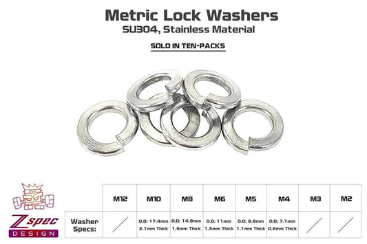 ZSPEC M5 Lock Washers, SUSS304 Stainless, 10-Pack - Howling Moto