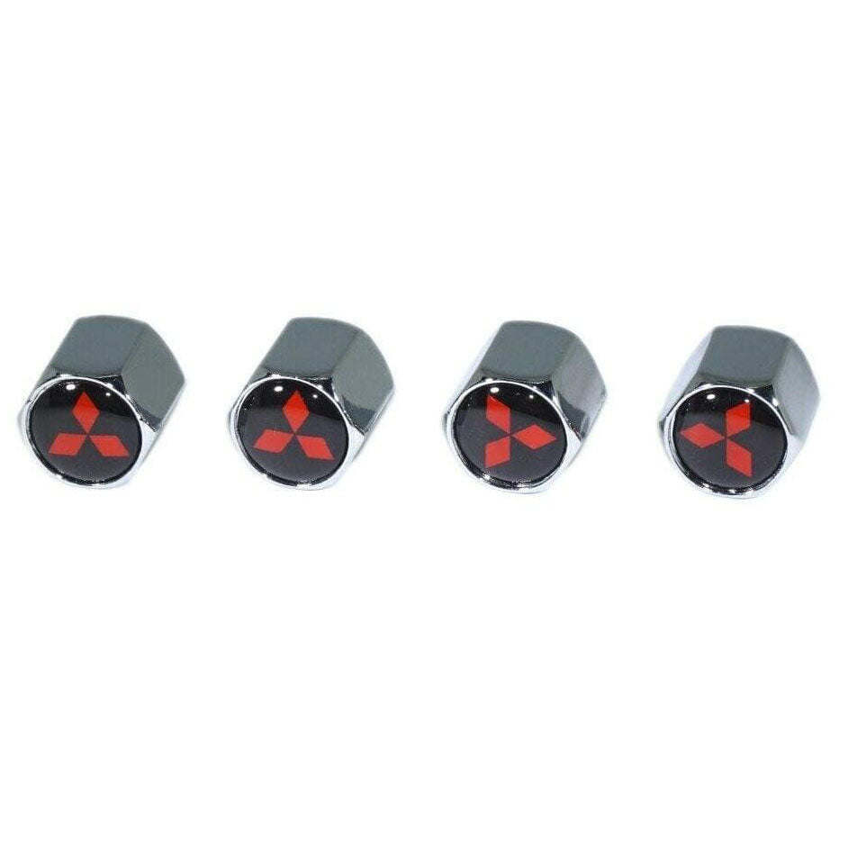 Chrome Valve Stem Tire Caps, Style: Mitsubishi - Howling Moto
