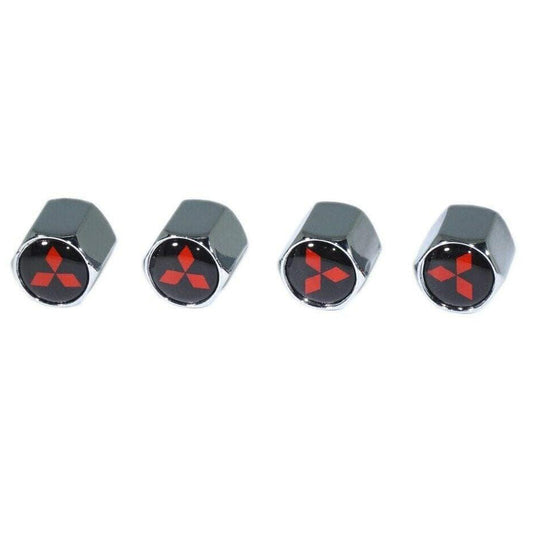 Chrome Valve Stem Tire Caps, Style: Mitsubishi - Howling Moto