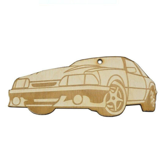 ZSPEC Laser-Engraved Birch Ornament, Style: Ford Mustang Fox-Body, ~5-inch Wide - Howling Moto