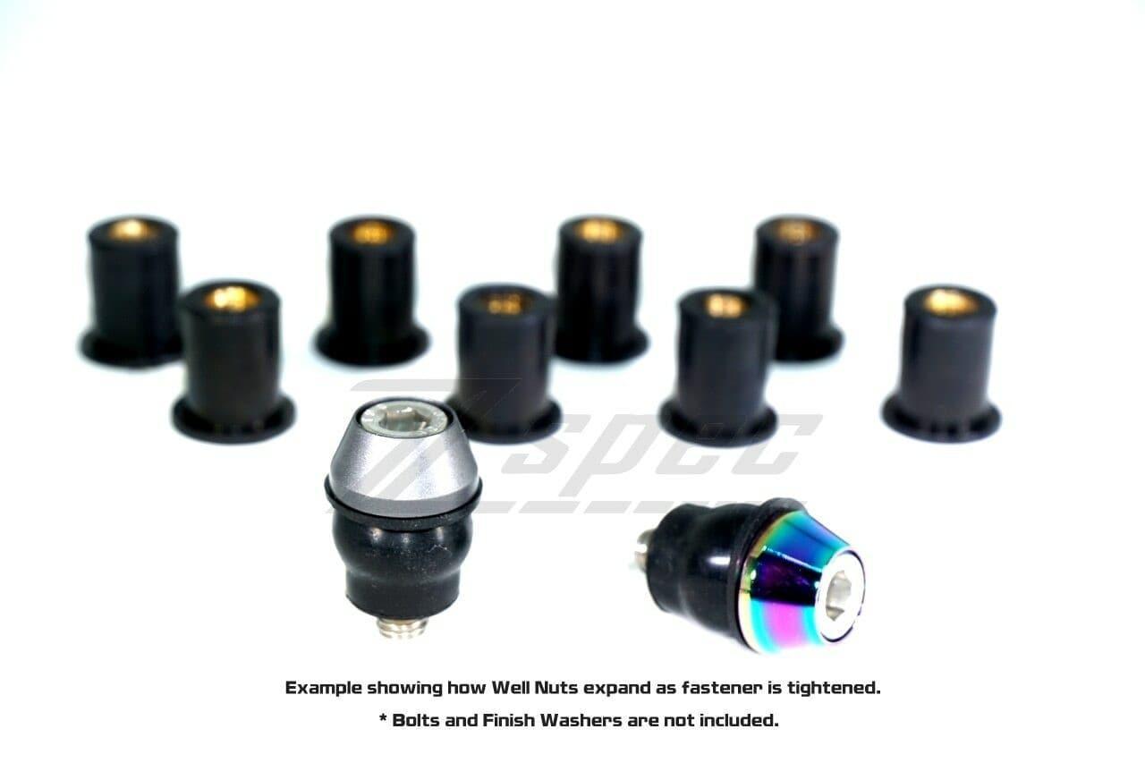 ZSPEC M6 Rubber-Composite Well Nuts for Body Kits and Flares, 10-Pack - Howling Moto