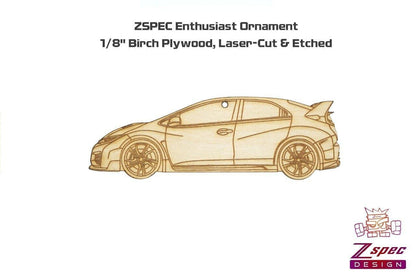 ZSPEC Laser-Engraved Wood Ornament, Style: Honda Civic FK2 Type R, Birch - Howling Moto