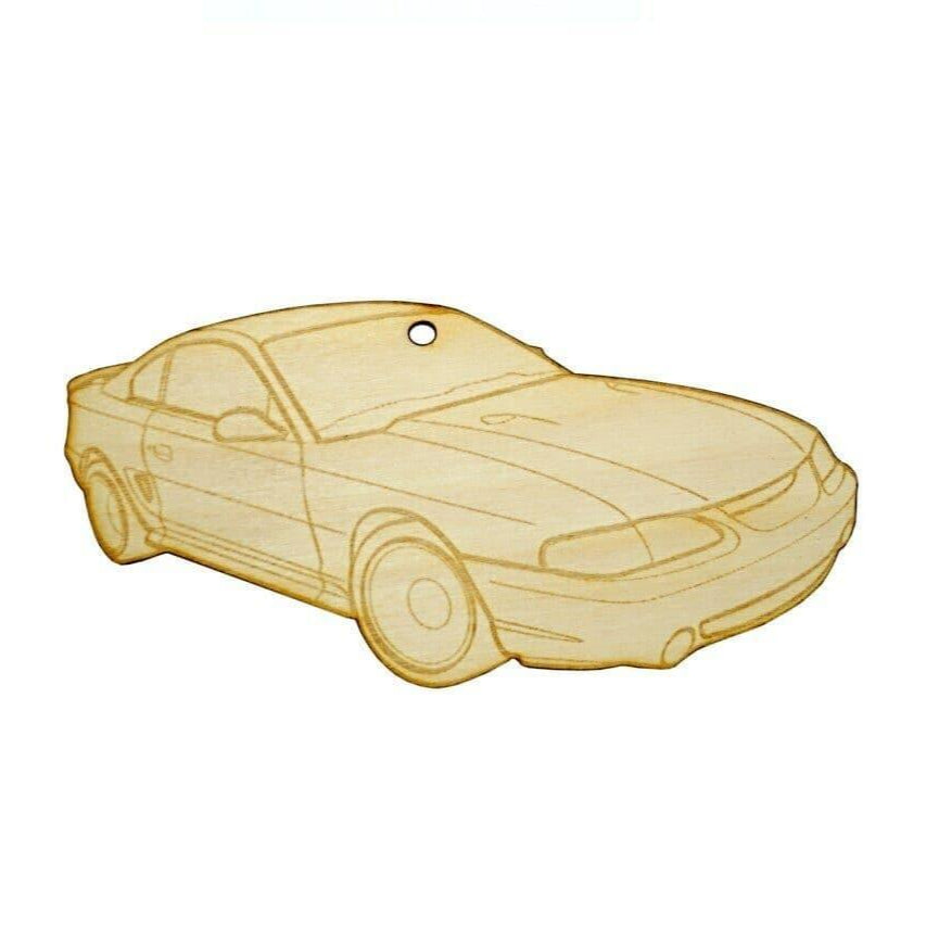 ZSPEC Laser-Engraved Birch Ornament, Style: Ford Mustang SN95, ~5-inch Wide - Howling Moto