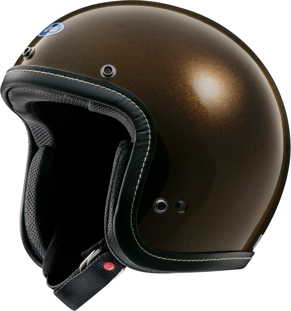 Arai Helmets Classic-V helmet in metallic brown, medium size, showcasing the sleek design and safety features.