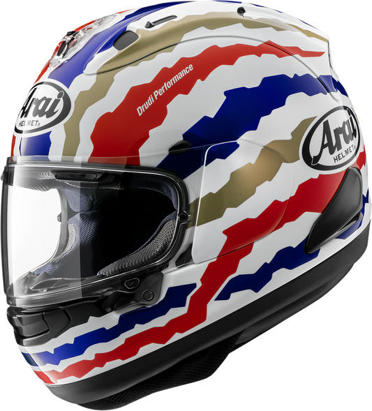 Arai Helmets Corsair-X motorcycle helmet with Doohan Restyle, size 2XL, featuring a sleek design and brand logo.