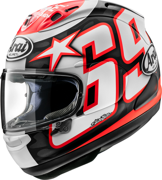 Arai Helmets Corsair-X Nicky Reset Frost helmet in medium size, featuring a sleek frost design and detailed visor.