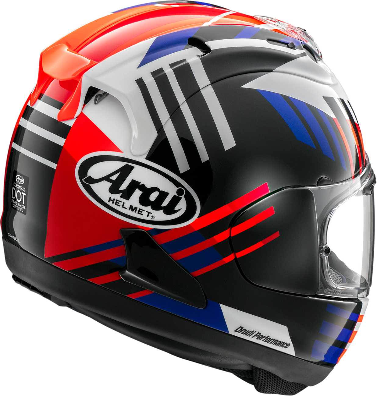 Arai Helmets Corsair-X Rea-7 motorcycle helmet in XL size, featuring a sleek design and clear visor.