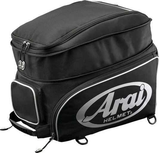 Black Arai Helmets helmet bag designed for large and adventure helmets, perfect for storage and protection.