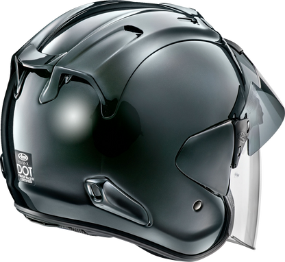 Arai Helmets Ram-X helmet in Diamond Black, XL size, featuring a sleek design and aerodynamic shape with brand logo visible.