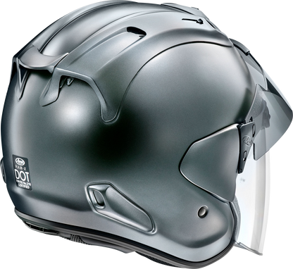 Arai Helmets Ram-X Small helmet in gun metallic frost finish, showing the sleek aerodynamic design and detailed branding.