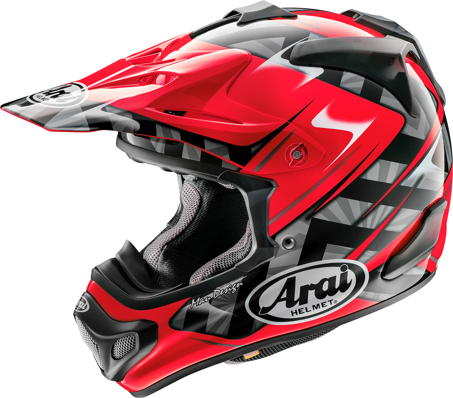 Red ARAI VX-Pro4 Scoop helmet in XS size, featuring a sleek design and ventilation system, part number 0110-8191.