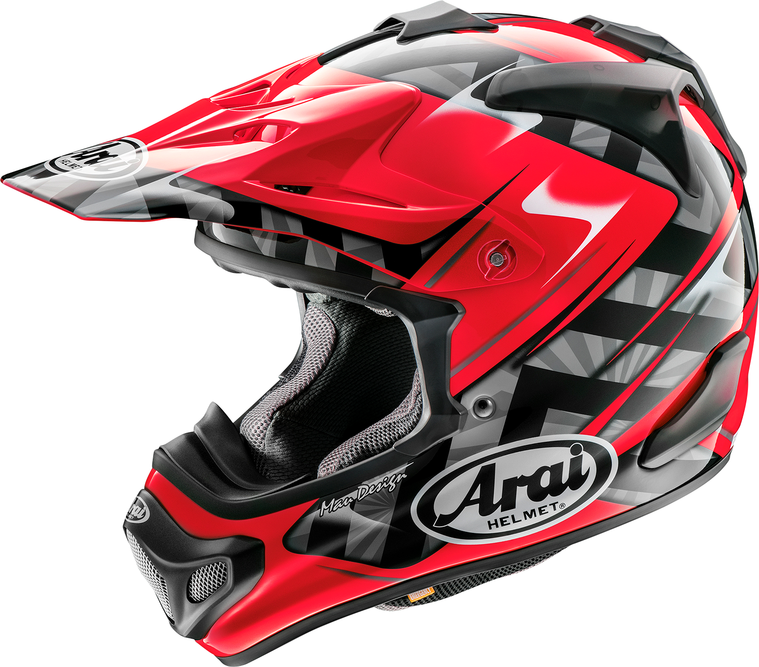 Red ARAI VX-Pro4 Scoop helmet in XS size, featuring a sleek design and ventilation system, part number 0110-8191.