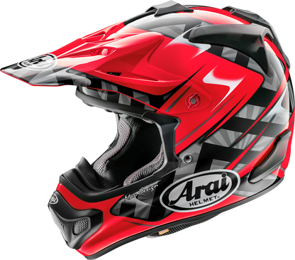 Red ARAI VX-Pro4 Scoop helmet in XS size, featuring a sleek design and ventilation system, part number 0110-8191.