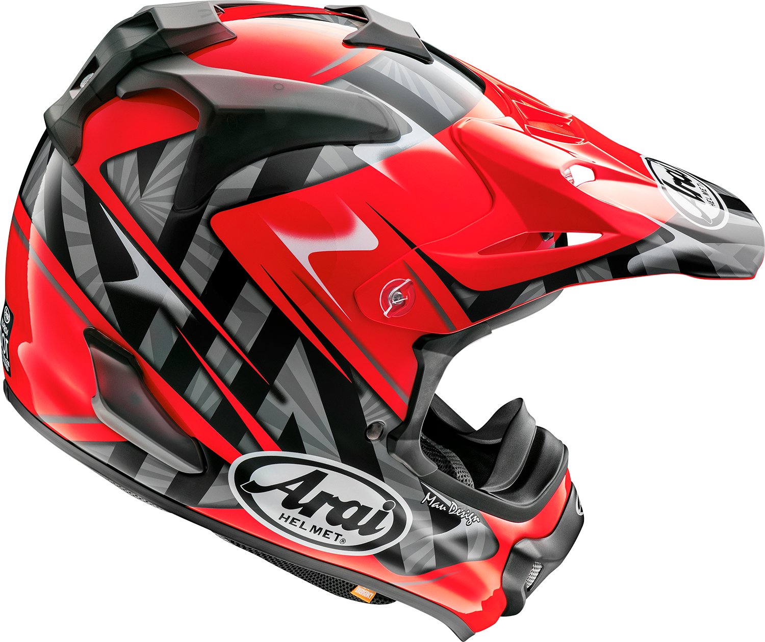 Red ARAI Helmets VX-Pro4 Scoop helmet in XS size with vented design and sleek aerodynamic shape.