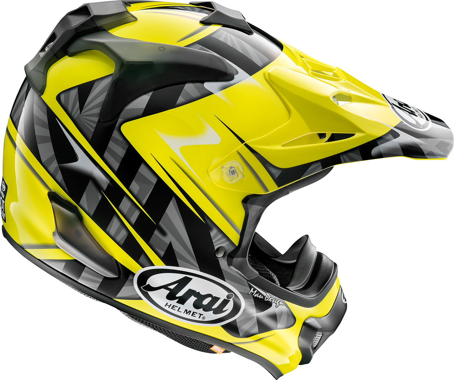 Arai Helmets VX-Pro4 Scoop helmet in yellow, XS size, featuring a sleek aerodynamic design and safety features.