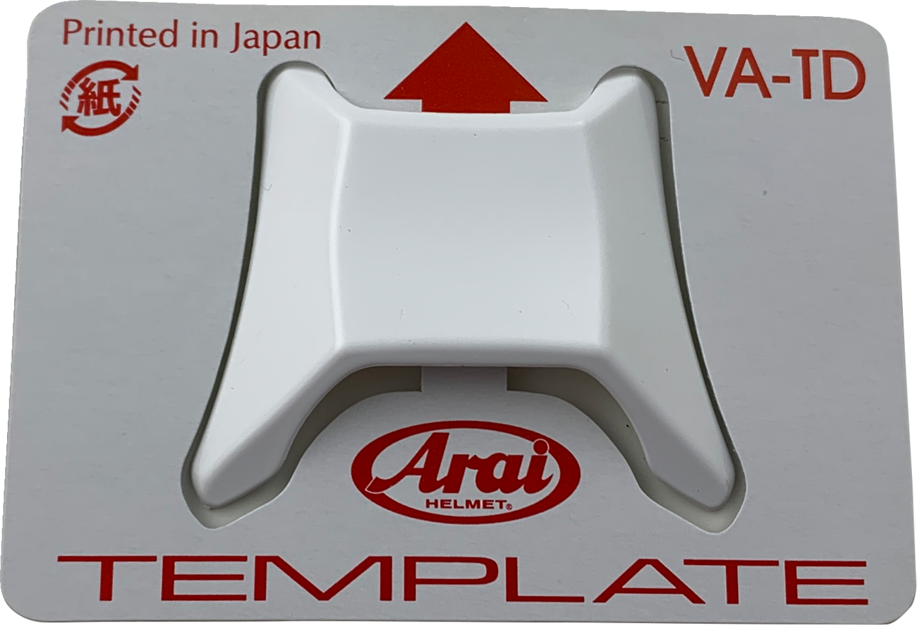 White ARAI VX-Pro4 motorcycle helmet top-duct center front view with vent details and branding.