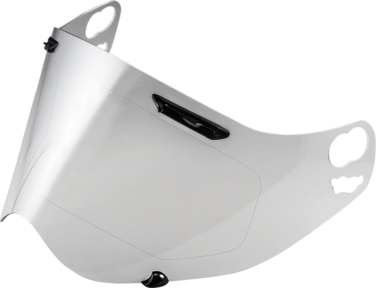 ARAi XD-4 vented clear helmet shield showing transparent lens with vents and branding details for ARAi helmet model.