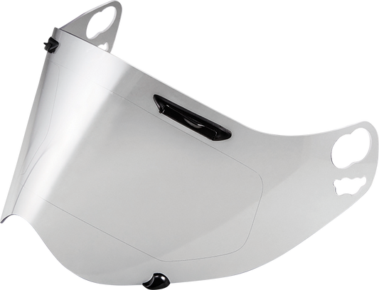 ARAi XD-4 vented clear helmet shield showing transparent lens with vents and branding details for ARAi helmet model.