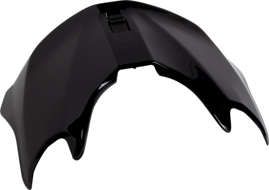 Arai helmets XD-5 black spoiler part, motorcycle helmet accessory for Arai helmets, with sleek black design and attachment points.