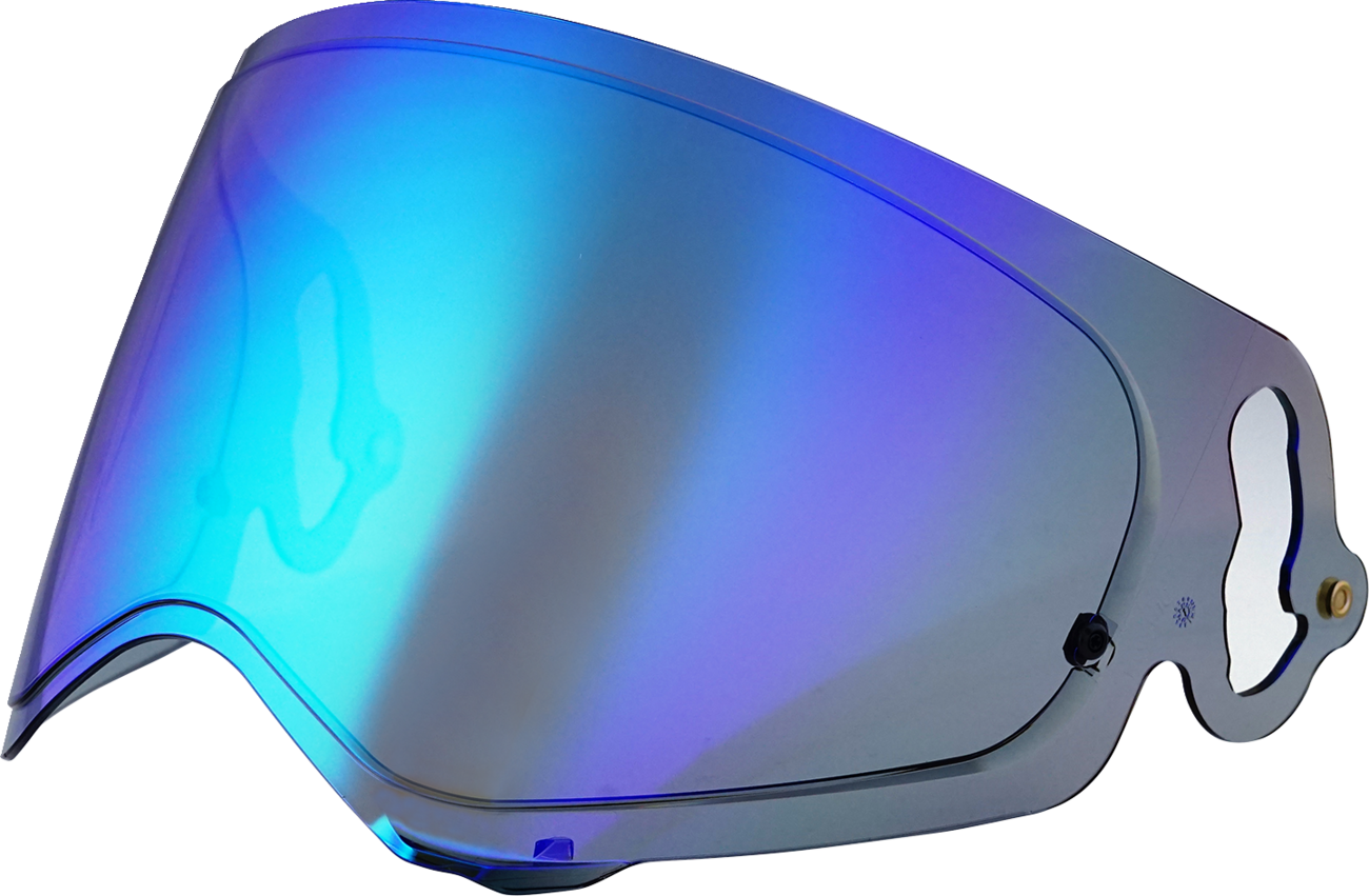 Arai XD-5 Peak motorcycle helmet in Discovery Blue with visor and peak, featuring bold blue and black design elements.