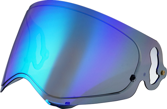 Arai XD-5 Peak motorcycle helmet in Discovery Blue with visor and peak, featuring bold blue and black design elements.