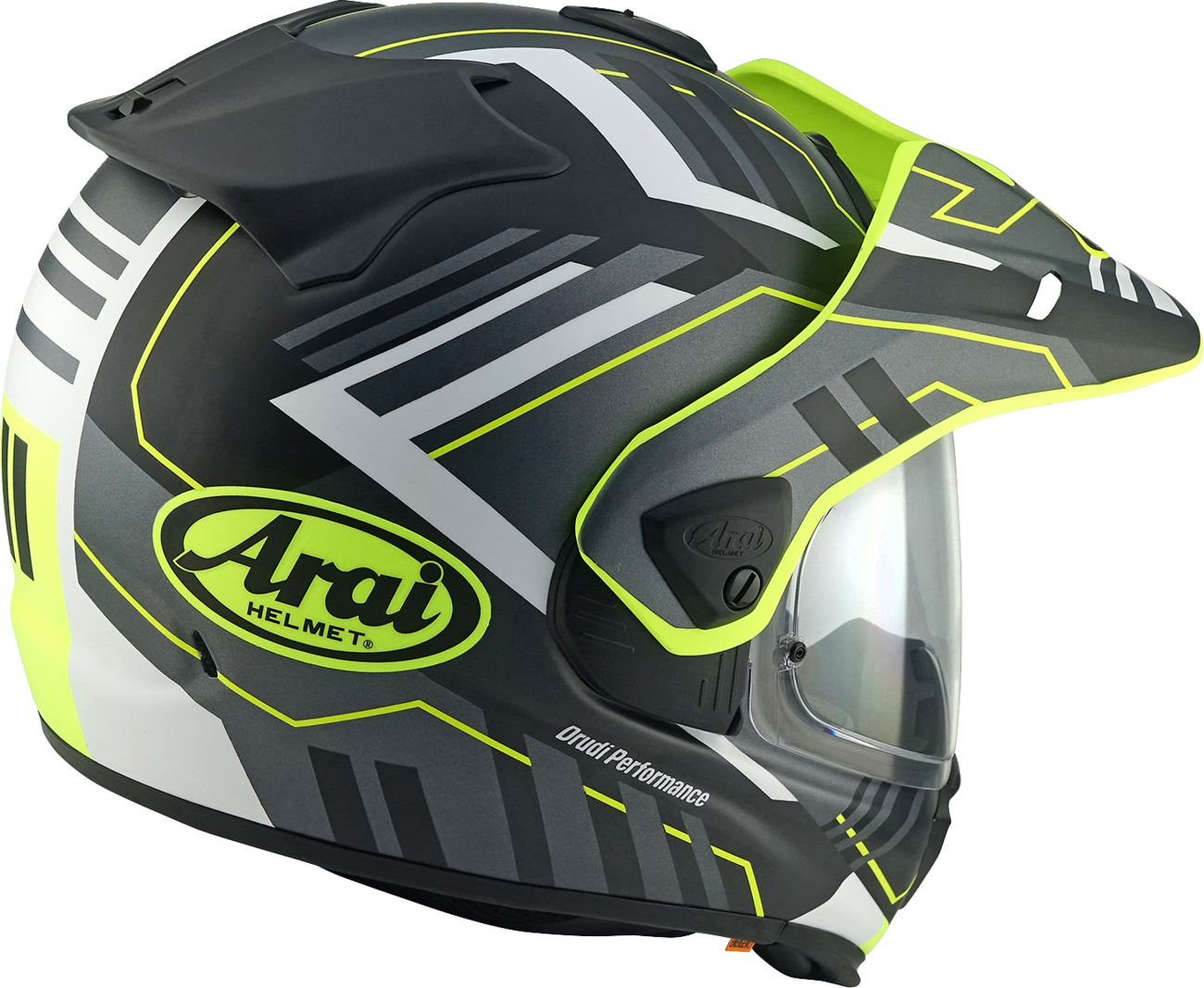 Arai Helmets XD-5 Trail Helmet in Yellow Frost color, size XS, showing the lightweight design and ventilation features.