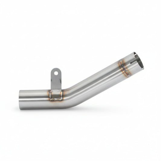 Stainless steel central link pipe for Kawasaki Zx-6r/636 2019-2025, compatible with Arrow silencers, by Bill's Exhausts.