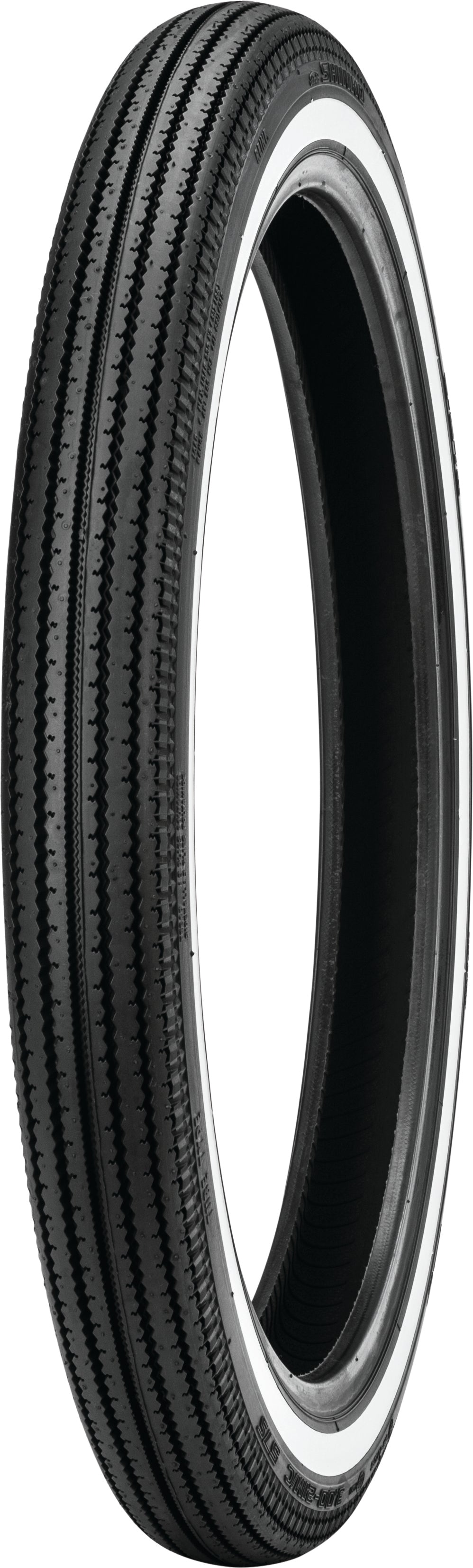 Shinko 270 Super Classic front motorcycle tire, 3.00-21 size, bias tube type with white wall, designed for vintage bikes.