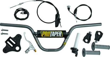 ProTaper Honda XR/CRF50 pitbike handlebar kit with grips and controls, featuring durable components and a sleek design.