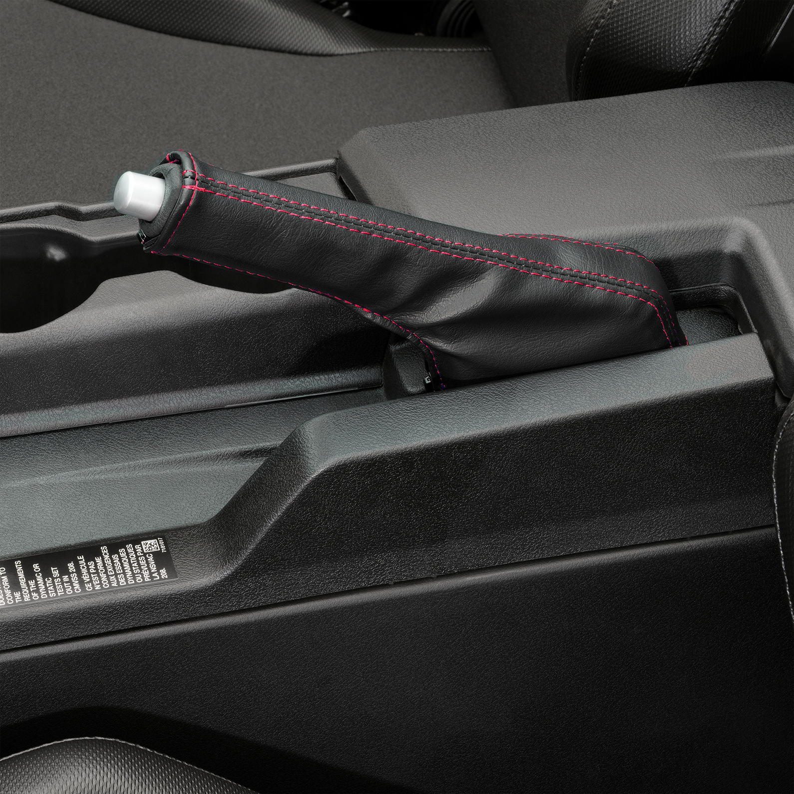 Bill's Exhausts SHOW CHROME E-Brake Cover for Slingshot with red stitching, engine accessory, durable chrome finish.