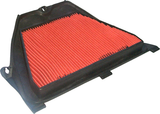 HIFLOFILTRO HFA1616 air filter for high-performance engines, showing the clean, rectangular filter element with brand markings.
