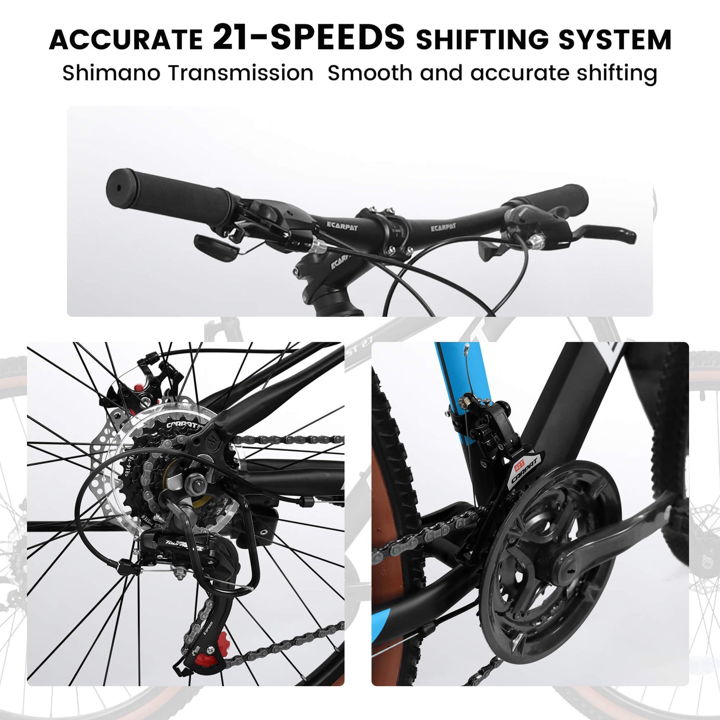 Hycline Ecarpat Trigger 27-inch bicycle with sleek frame and advanced gear system, ready for urban or off-road cycling adventures.